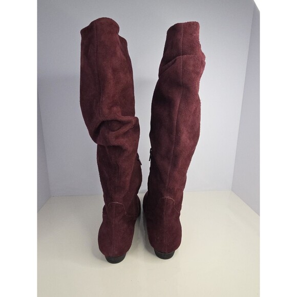 Array Burgundy Suede Low Heel Slouch Boots Sz 6.5 W Minimalist Comfort @ Work - Picture 4 of 9